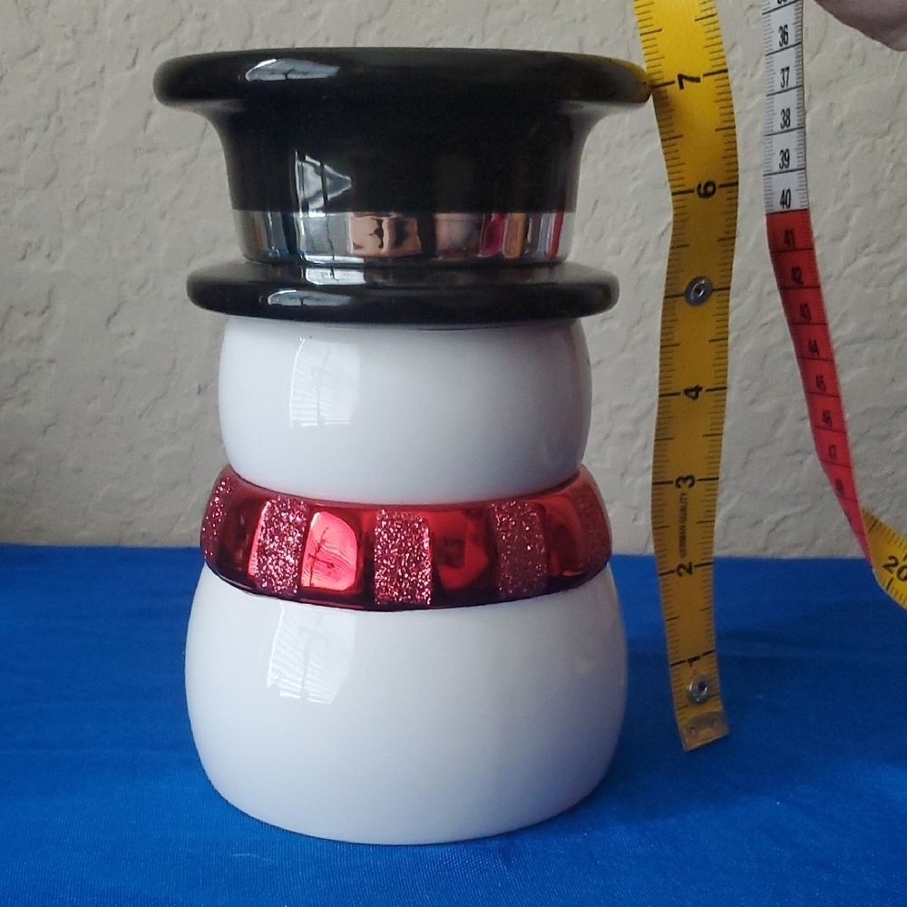 Festive Snowman Ceramic Decor with Red Scarf - Picture 3 of 6